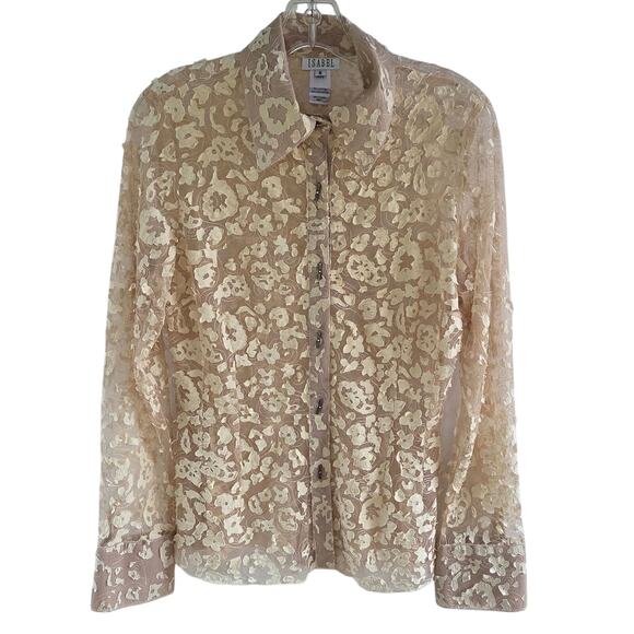 Vintage Tops - Vintage Lace Mesh Blouse Toggle Buttons sz M ALT to rag & bone Yvette Blouse M
